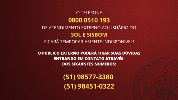 Atendimento externo ao usuário do SOL e SISBOM ficará temporariamente indisponível pelo 0800